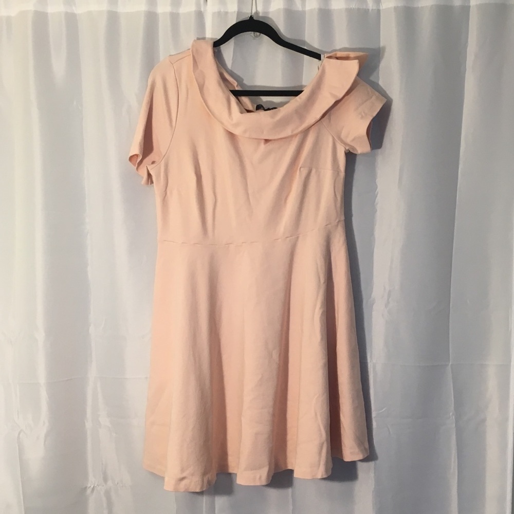 Peach Off the Shoulder Eloquii Dress with Pockets